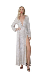 Pine Tree Sparkling Beige Maxi Dress | Social Girls Miami