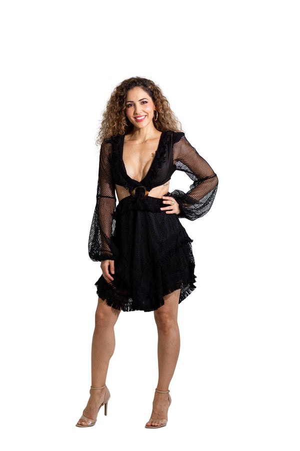 Tulum Cutout Black Mini Dress | Social Girls Miami